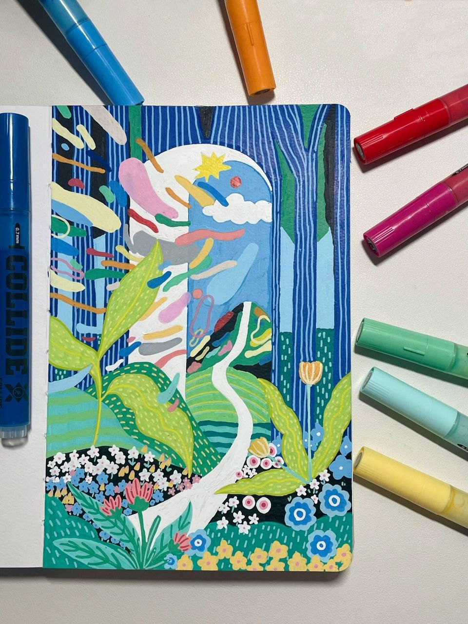 丙烯马克笔|春风吹 7615:collide,posca 94:记忆印象 临摹