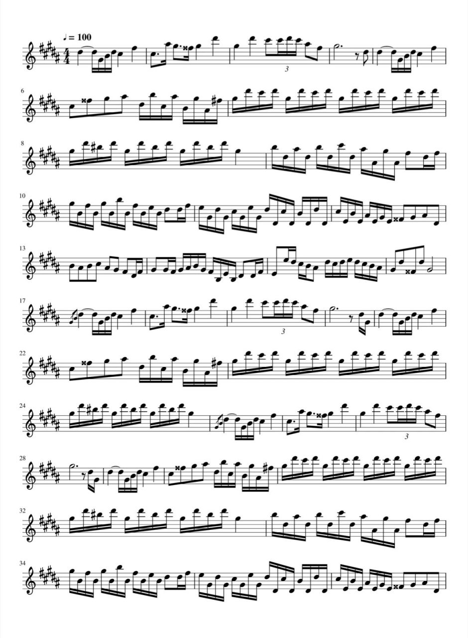 花之舞 长笛谱 完整版 想要练习的童鞋自取