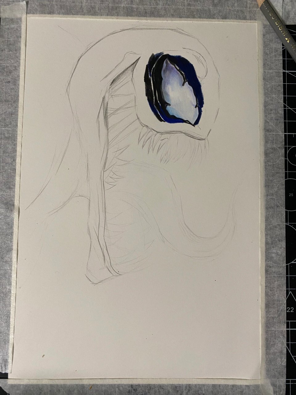 彩铅手绘《毒液》完整版 尺寸:16k 彩铅:马可雷诺阿,辉柏嘉 纸:获多福