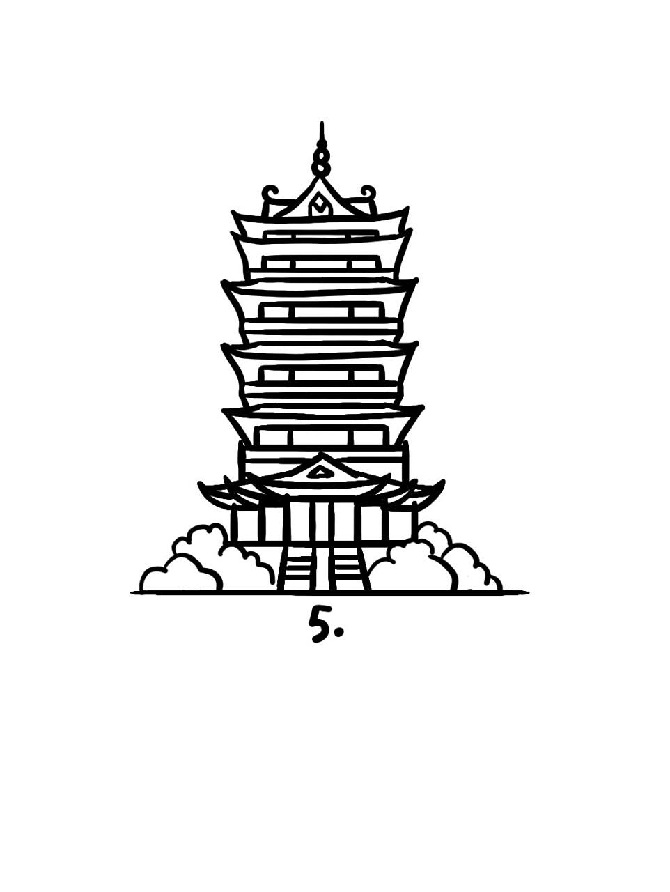 地标建筑简笔画教程38 地标建筑38-清风阁,位于安徽省合肥市包公园内