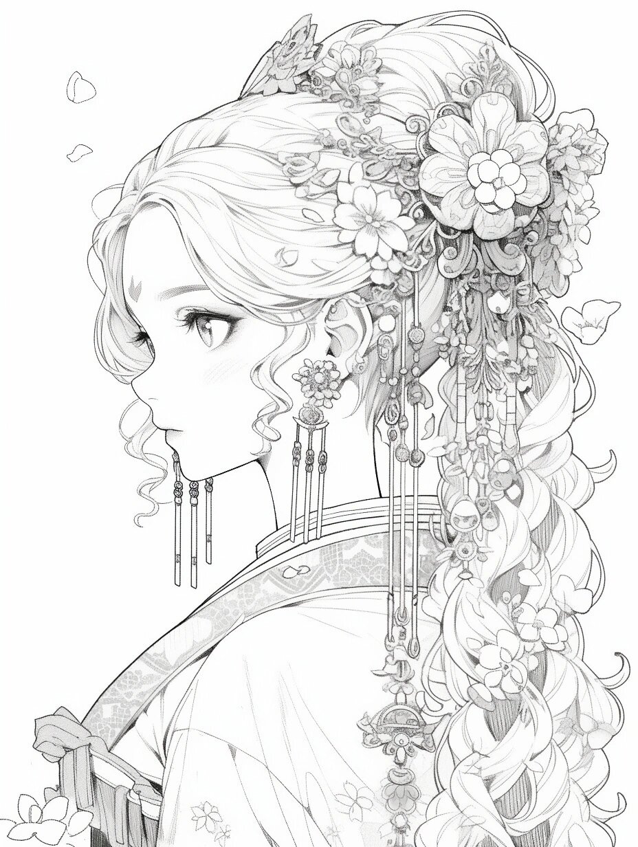 古风女生线稿/涂色