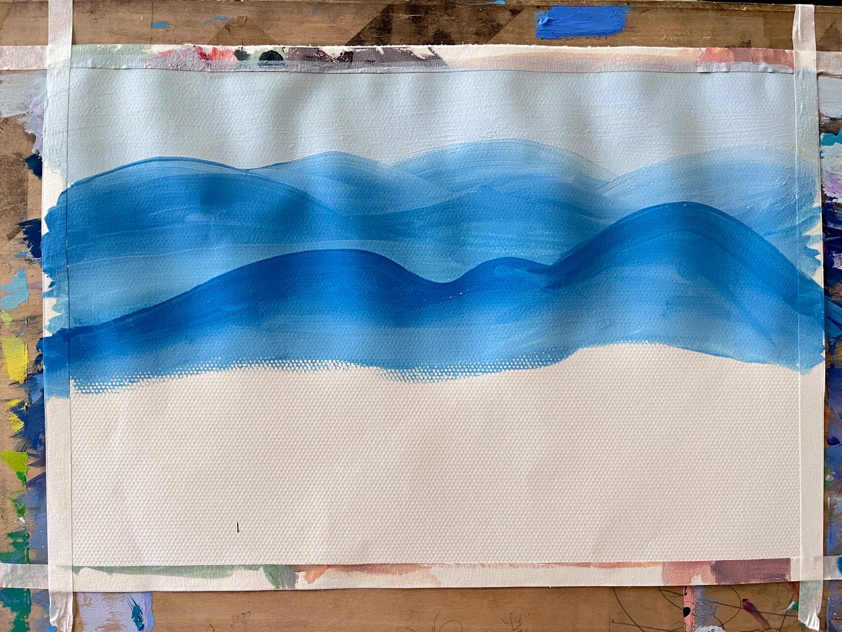 水粉|烟雨行舟 一张画学会渐变技巧(附过程)