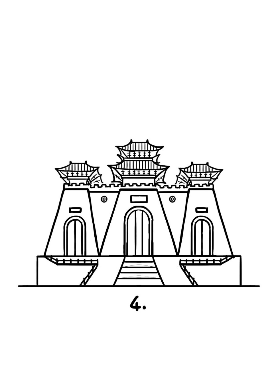 如何画山西临汾华门|地标建筑简笔画教程65 地标建筑简笔画教程65