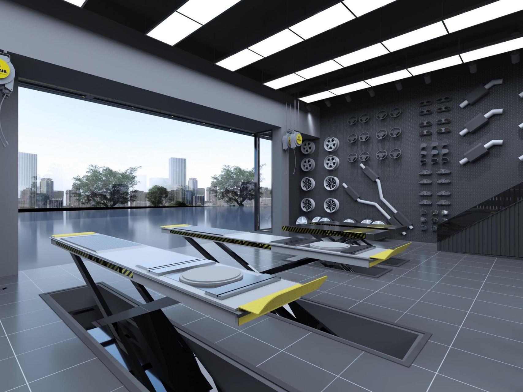 工业风汽车改装店.