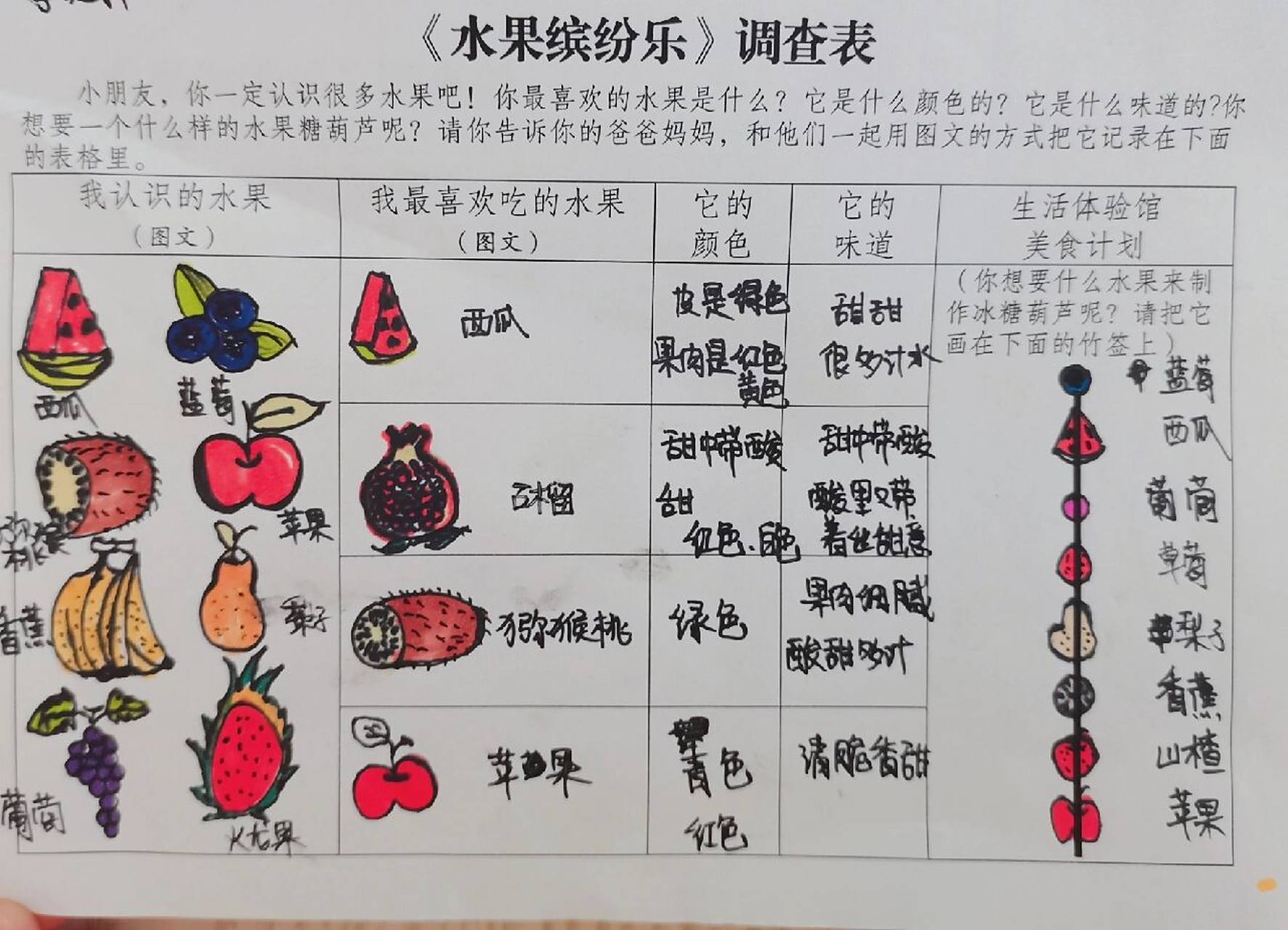 水果调查表 自己制作的,需要未填写的,私信 秋天了,最近幼儿园都在做