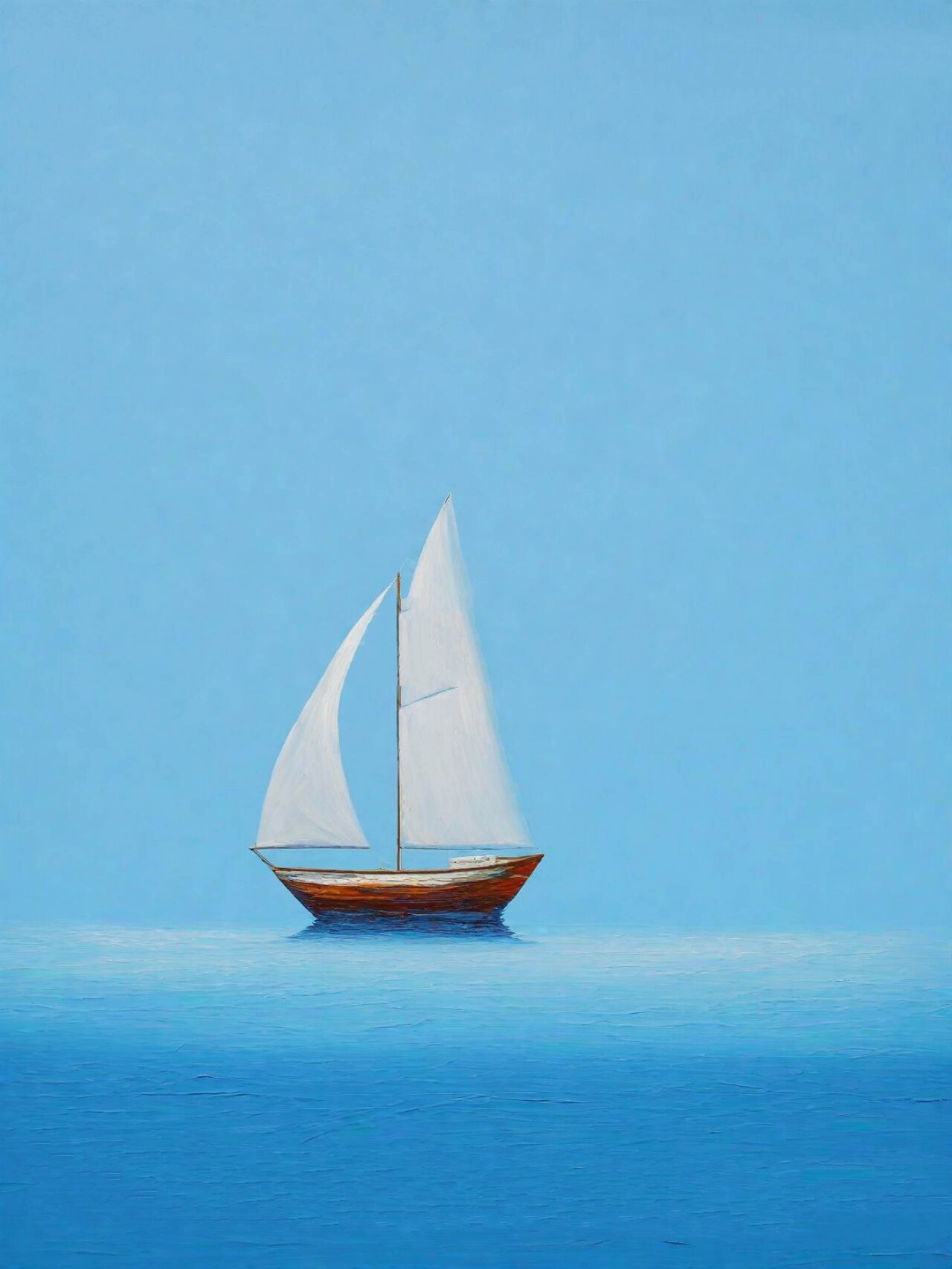 治愈系丨海边帆船意境油画插画