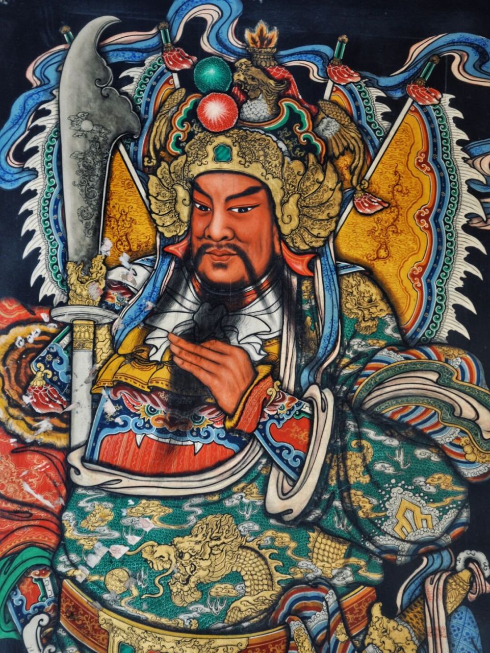 审美积累|揭阳古榕武庙的门神特写 潮汕门神以色彩艳丽,画幅大而满