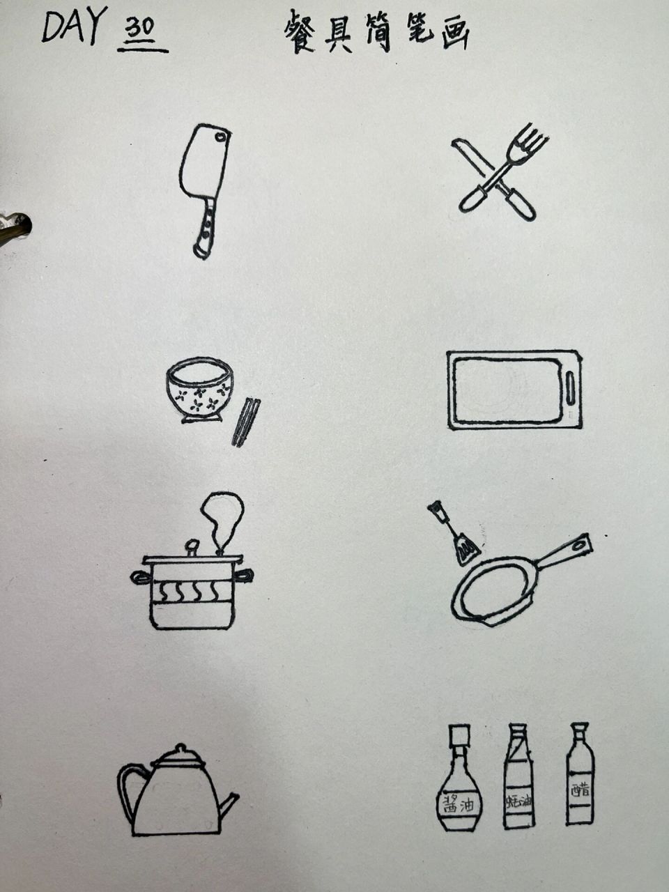 『餐具简笔画』day30 今天是两张哦!
