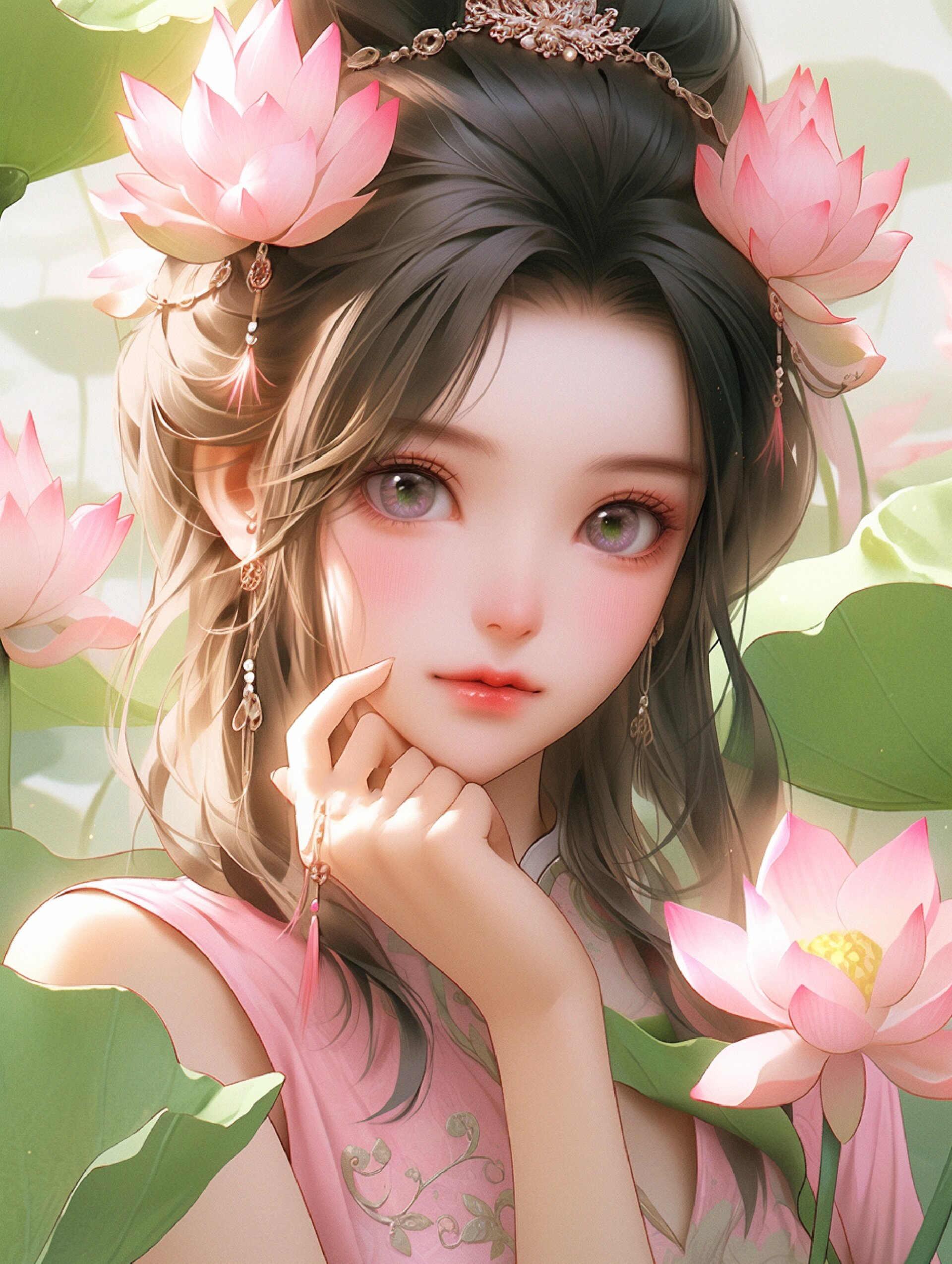 古风女生头像|荷花古风汉服小姐姐唯美壁纸