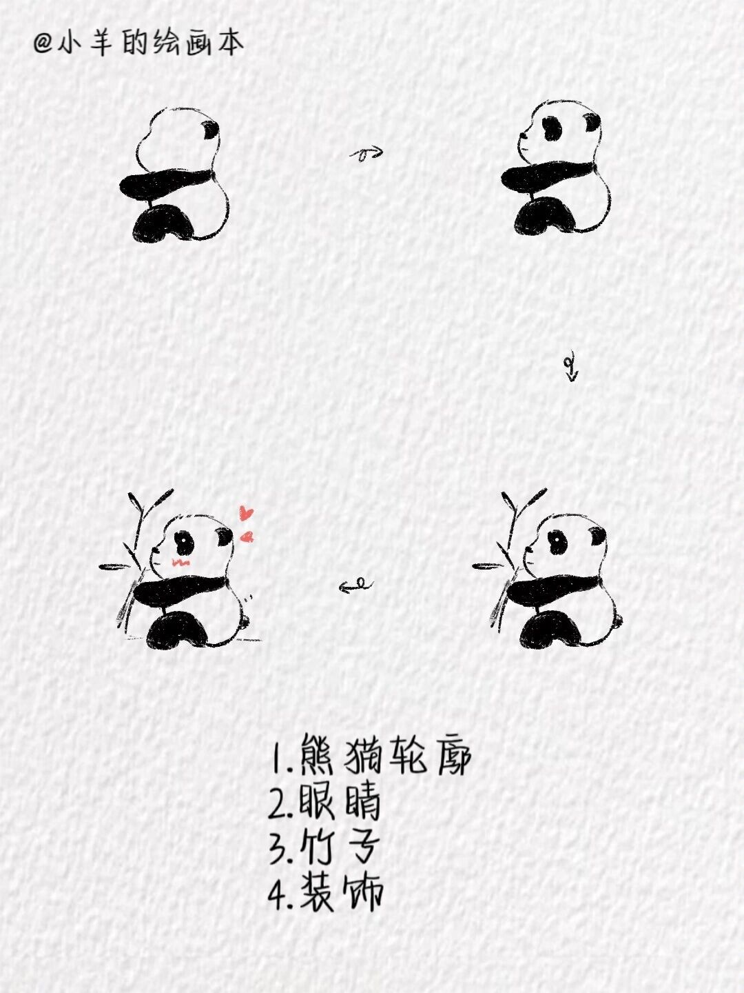 到处都是可爱滴大熊猫 要把他们画下来 软件:procreate 笔刷:干油墨