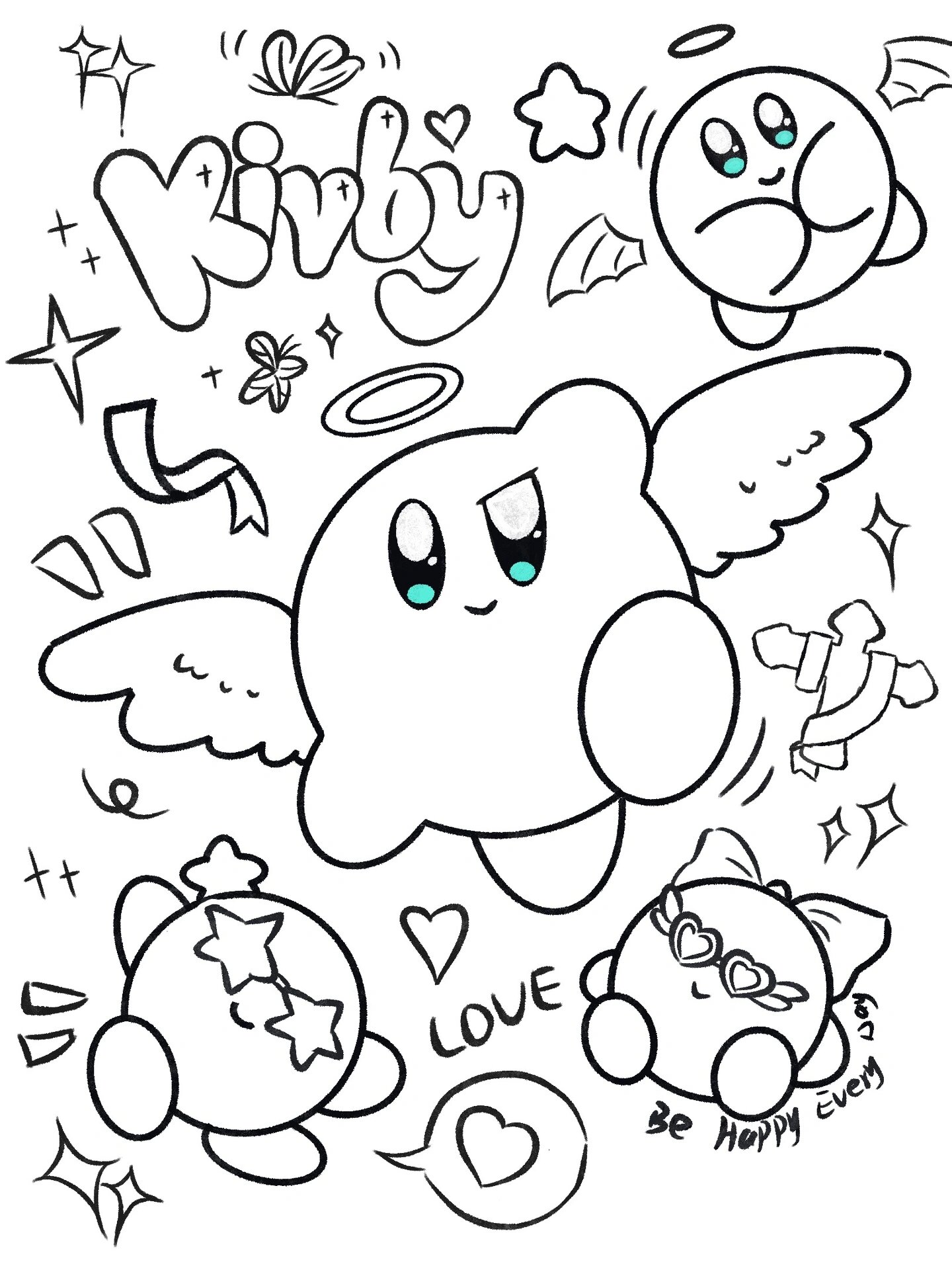 星之卡比简笔画|内附过程图! 假期结束恢复更新啦