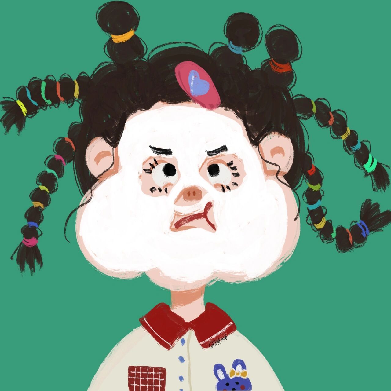 手绘插画|丑萌头像|大脸敷面膜第二弹 图片均为原创,未经授权禁止商用