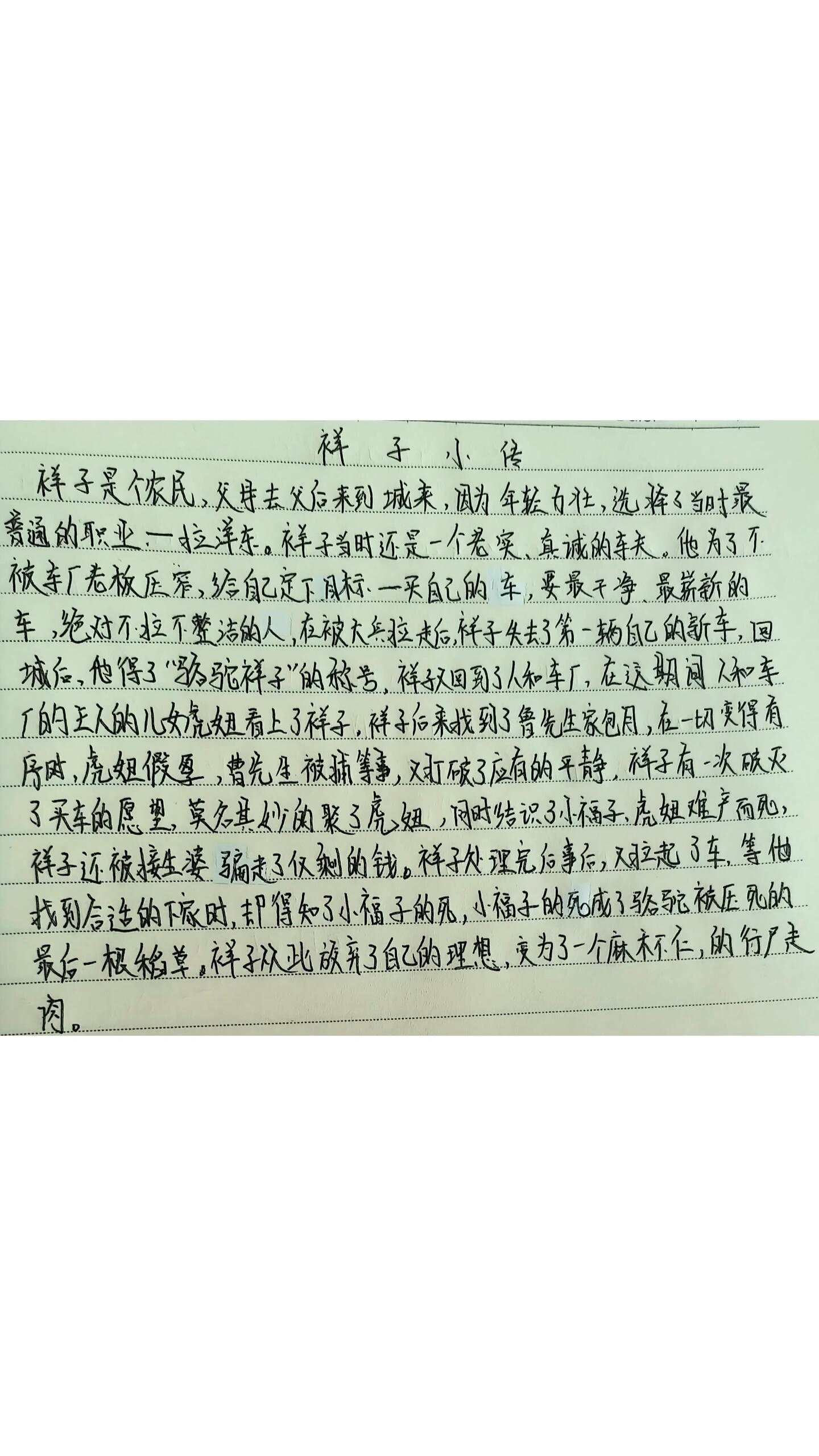 骆驼祥子的小传图片