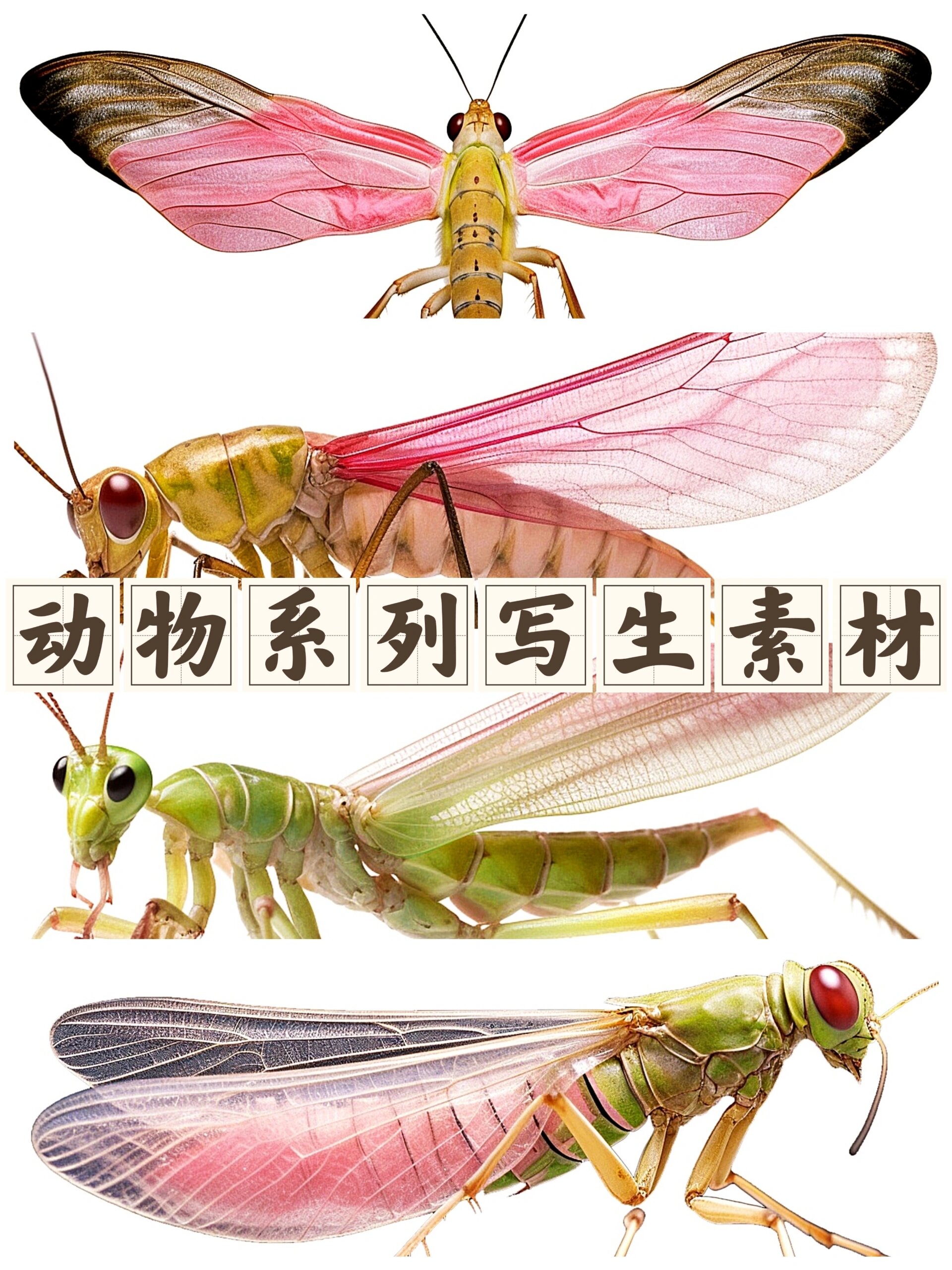 动物系列写生素材 | 甜美粉色翅膀螳螂