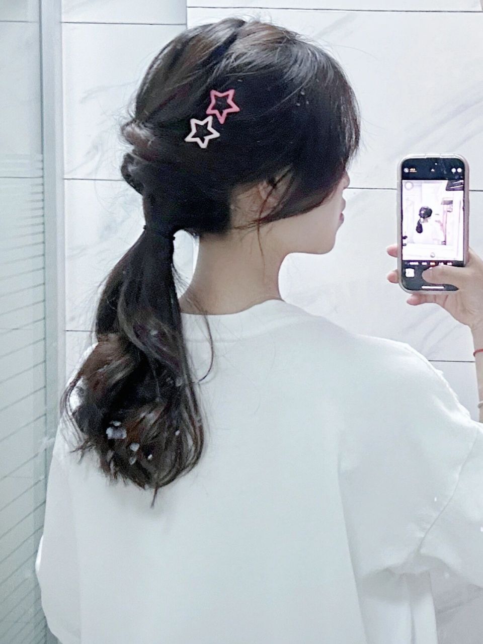 谁能看出我是扁头7515这个韩系低马尾好饱满91 #今日发型