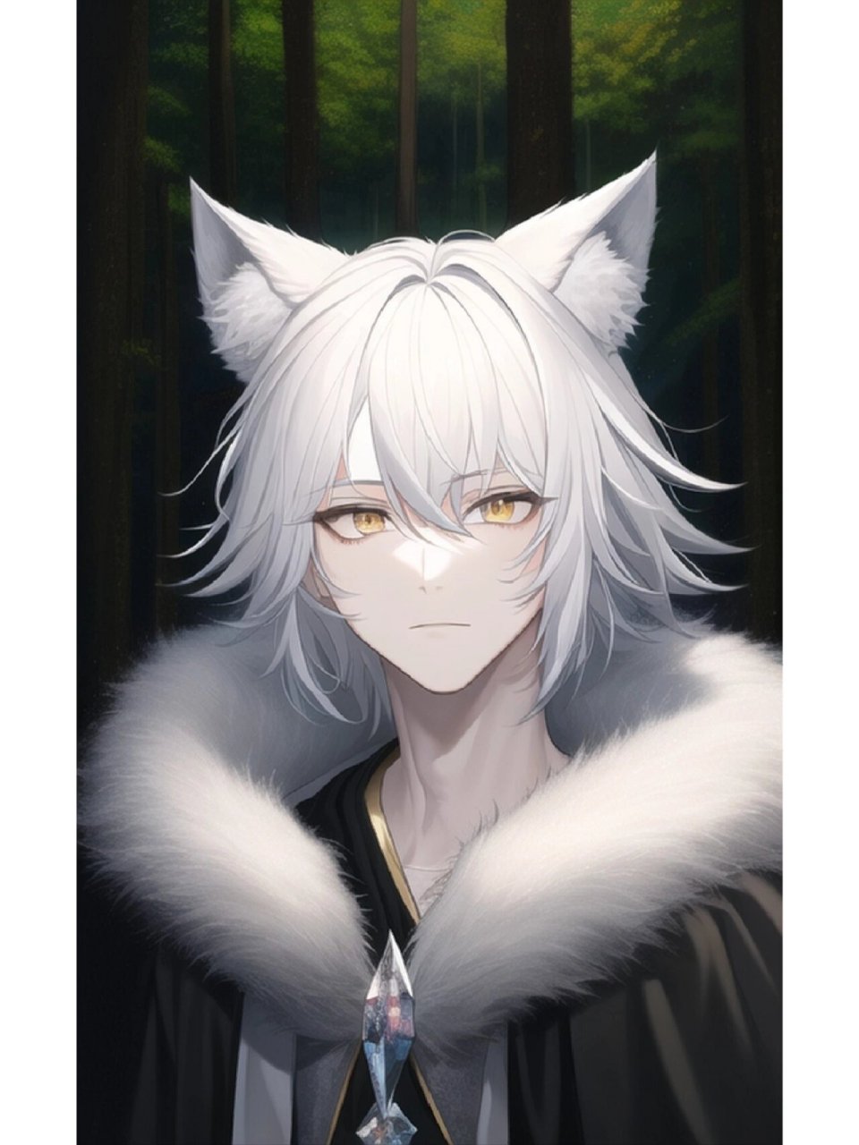 兽耳狼族英气帅哥头像壁纸后面有只小可爱 一群狼崽们