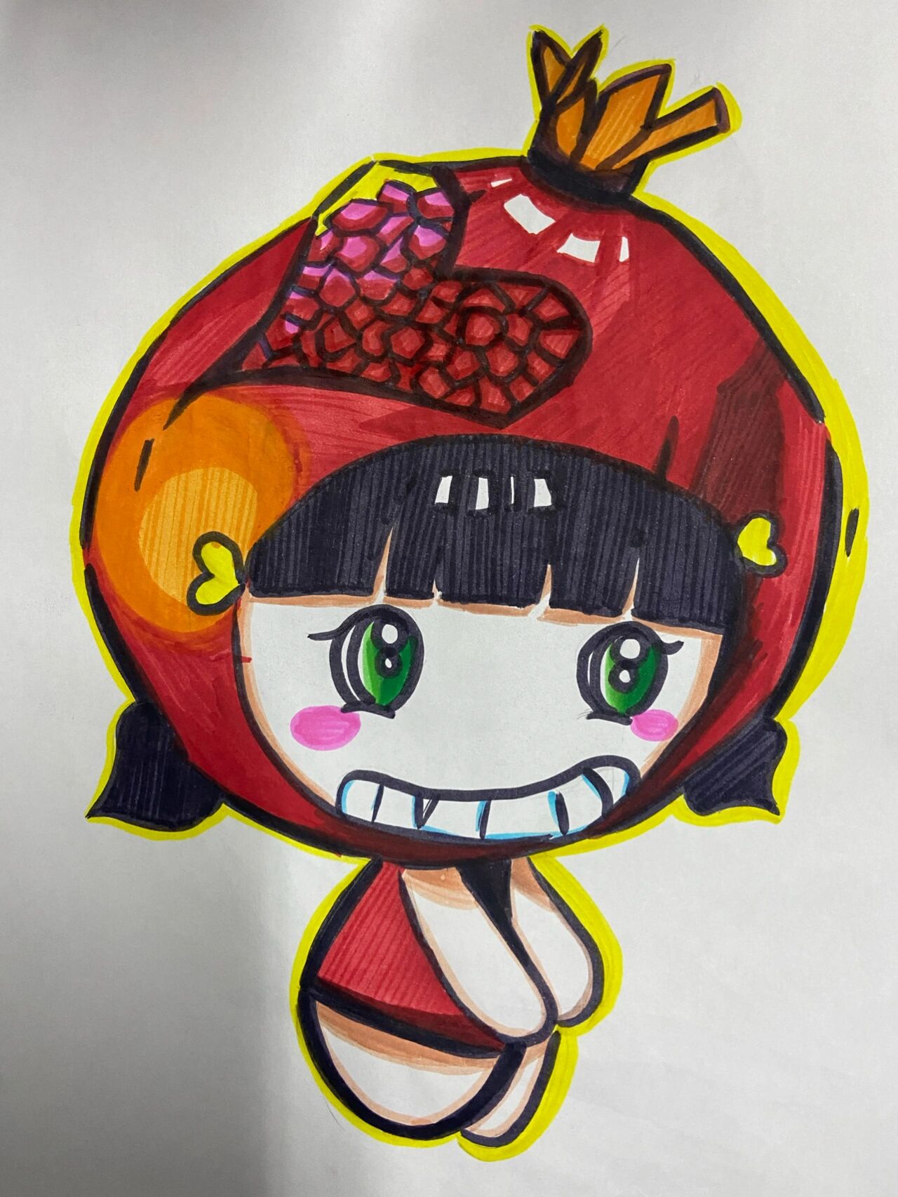 简笔画《石榴娃娃》 画画不仅给我带来乐趣,也像好朋友一样给我带来