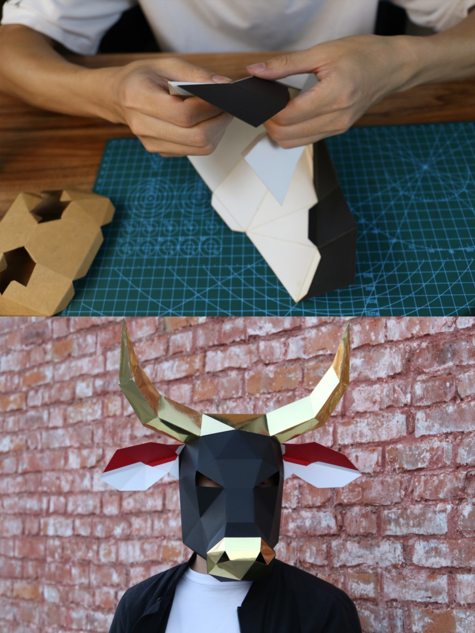 diy手工纸模-牛面具头套教程 diy手工纸模-牛面具头套教程