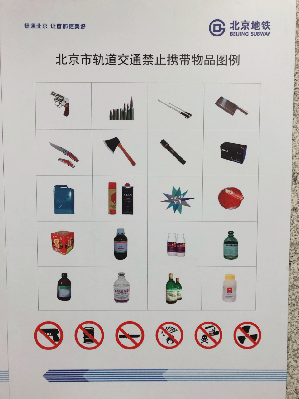 地铁禁止携带物品目录 分享一下北京轨道交通禁带品目录 有图例和安全