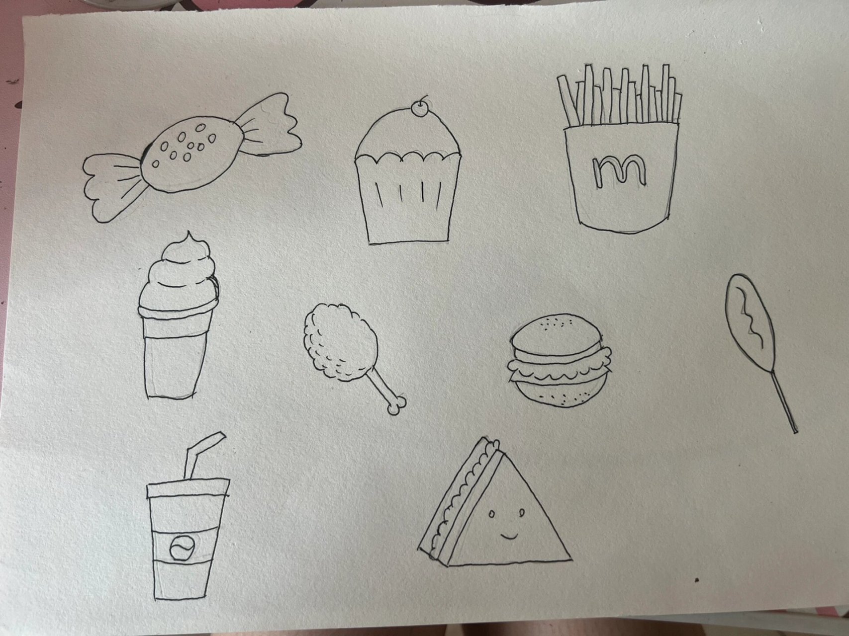 小食物简笔画!幼儿园作业之垃圾食品