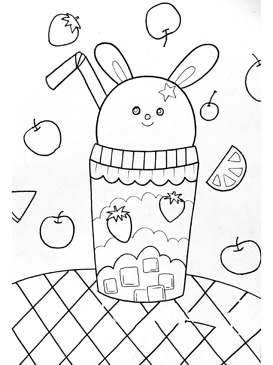 超简单可爱饮料杯儿童画 夏天快到了,来喝一杯美味的饮料吧～ 幼儿园