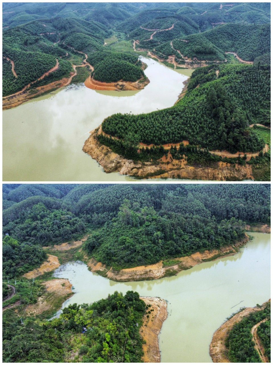 高明西坑水库91皂幕山下,水天一色 95西坑水库,位于高明杨和镇