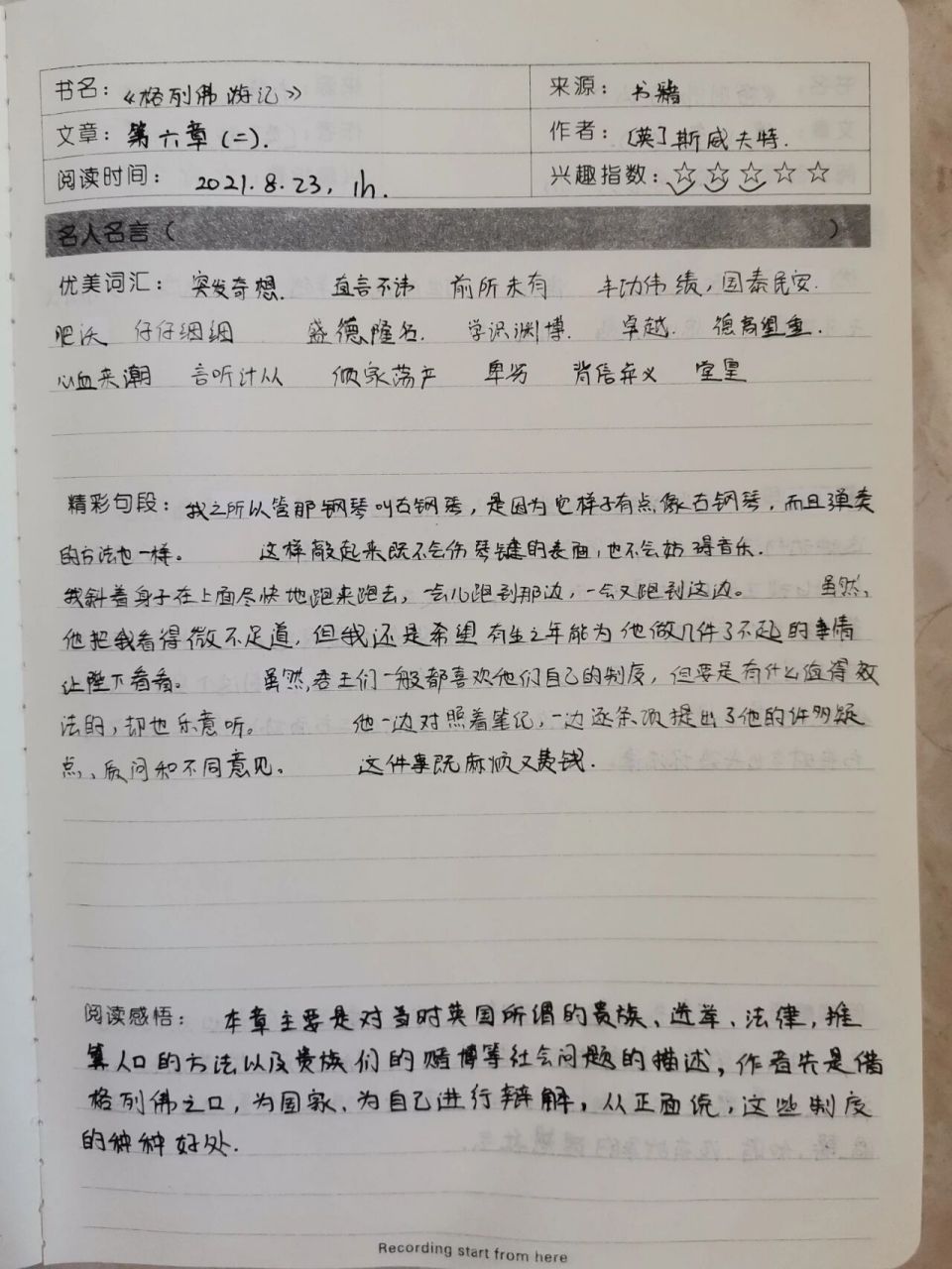《格列佛游记》读书笔记 第二卷第六章
