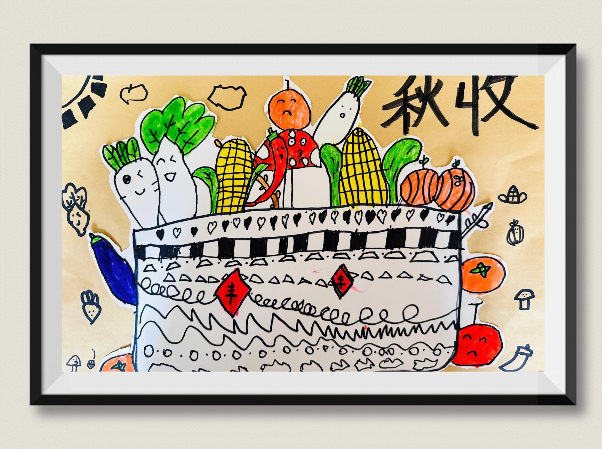 大班绘画96《秋天的食物》 1,在绘画中,学生对生活的观察真细致,用