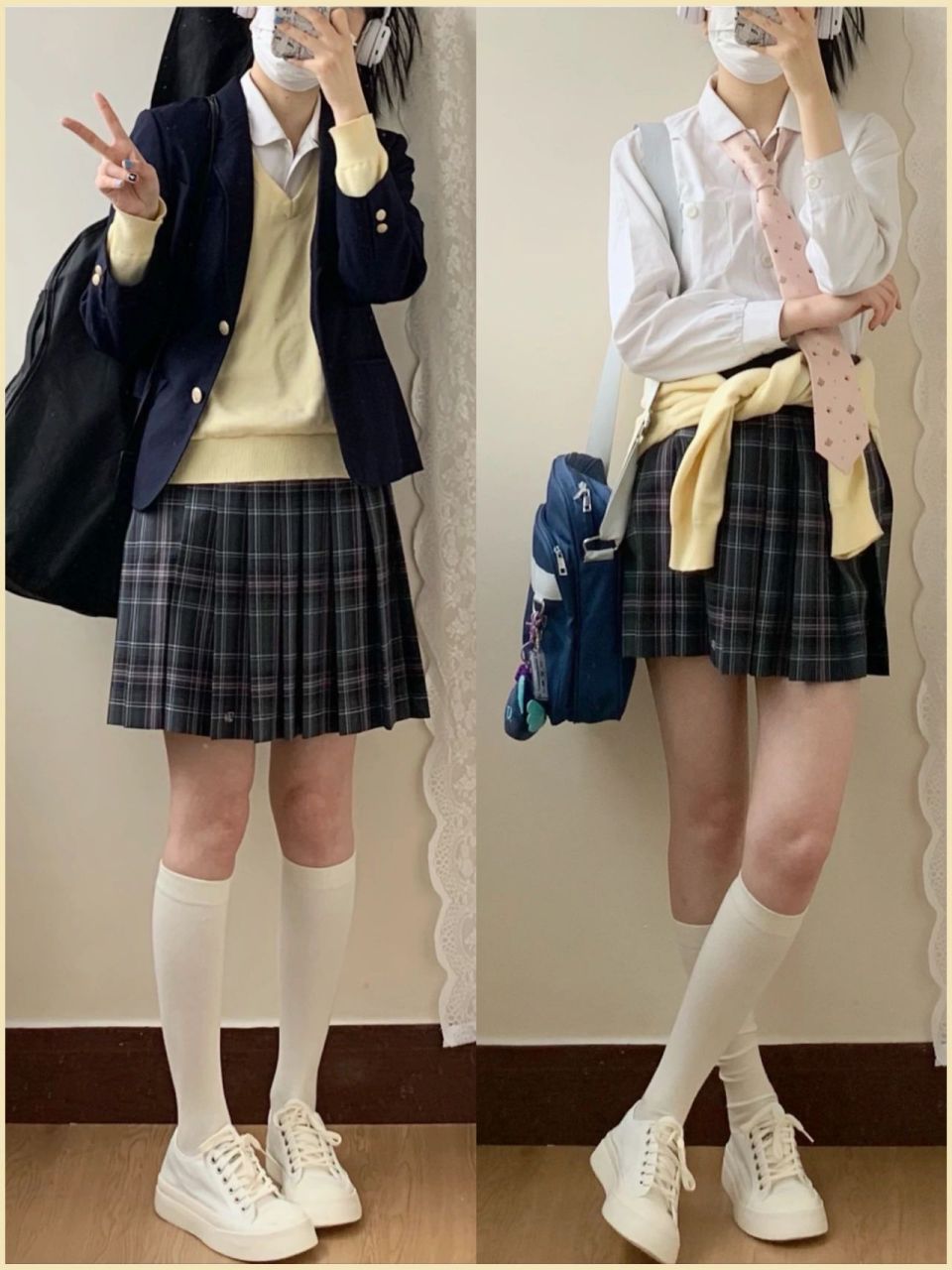 jk- 制服和小白鞋也挺配的哈 吐槽一句:为什么别人戴这个发圈就很亚我