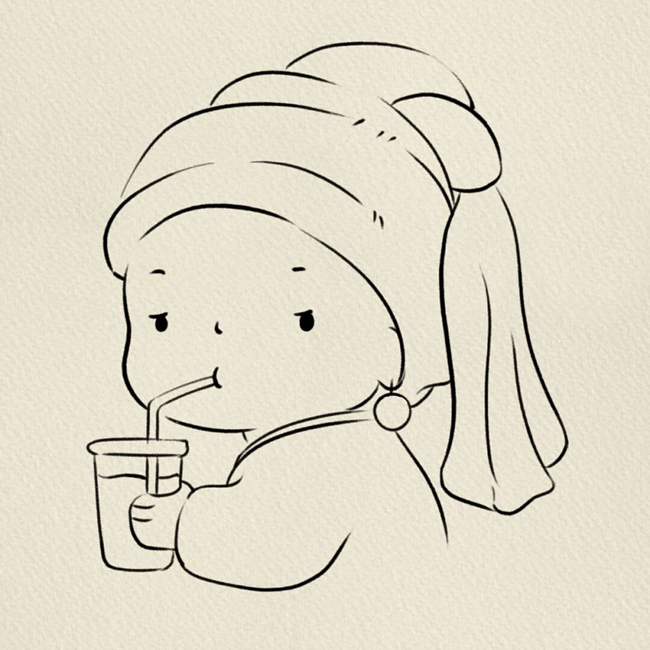 带珍珠耳环的少女简笔画‖(25) #带珍珠耳环的少女# #简笔画教程# #简