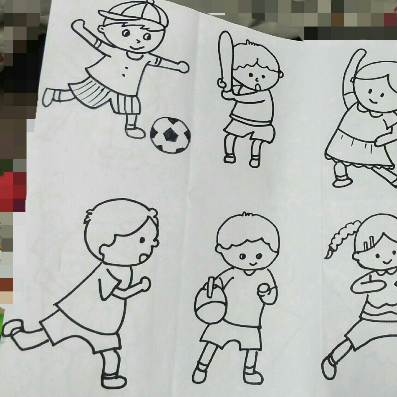儿童简笔画人物 动作图片