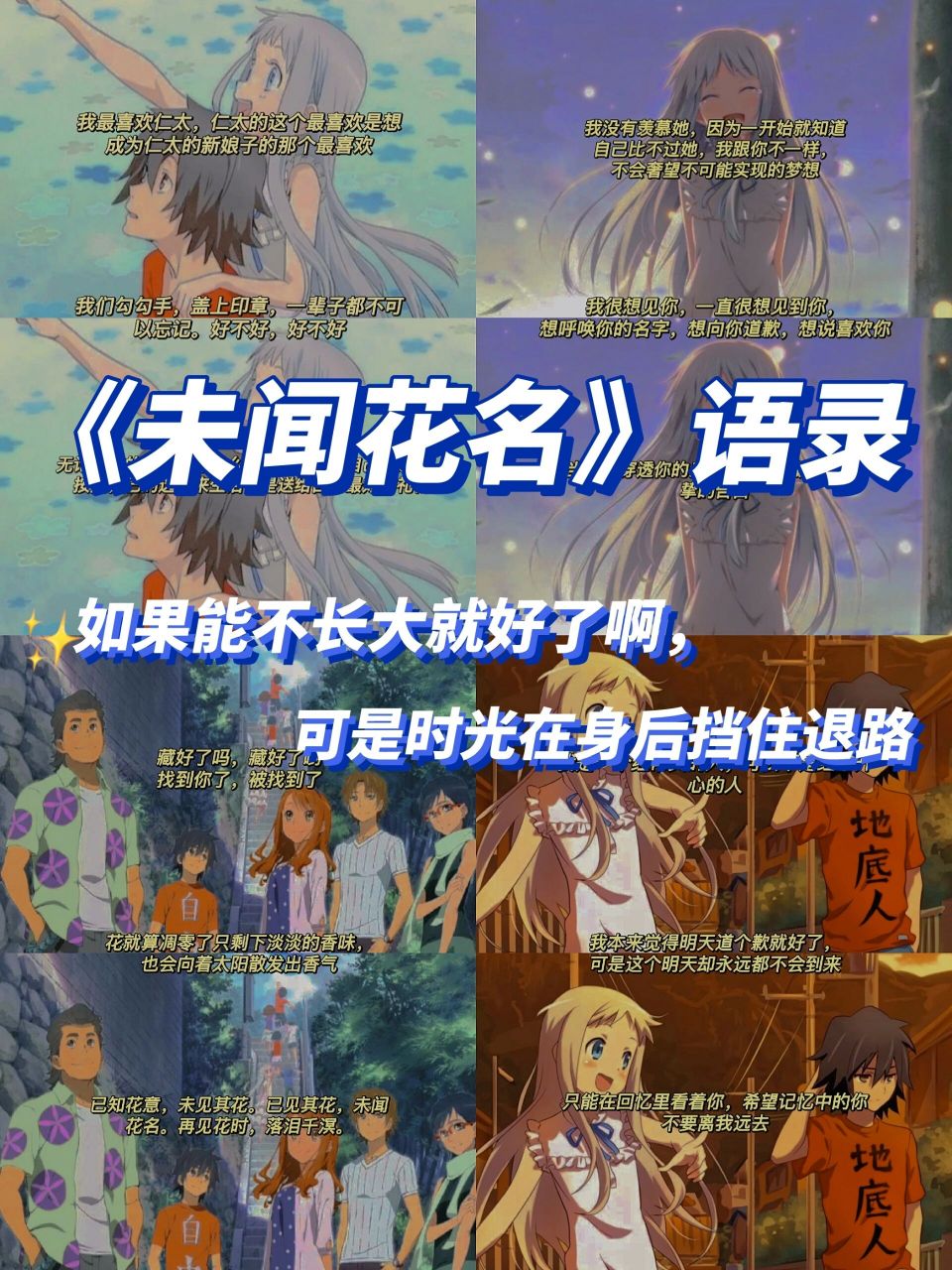 《未闻花名》语录97催泪动漫 78已知花意,未见其花.