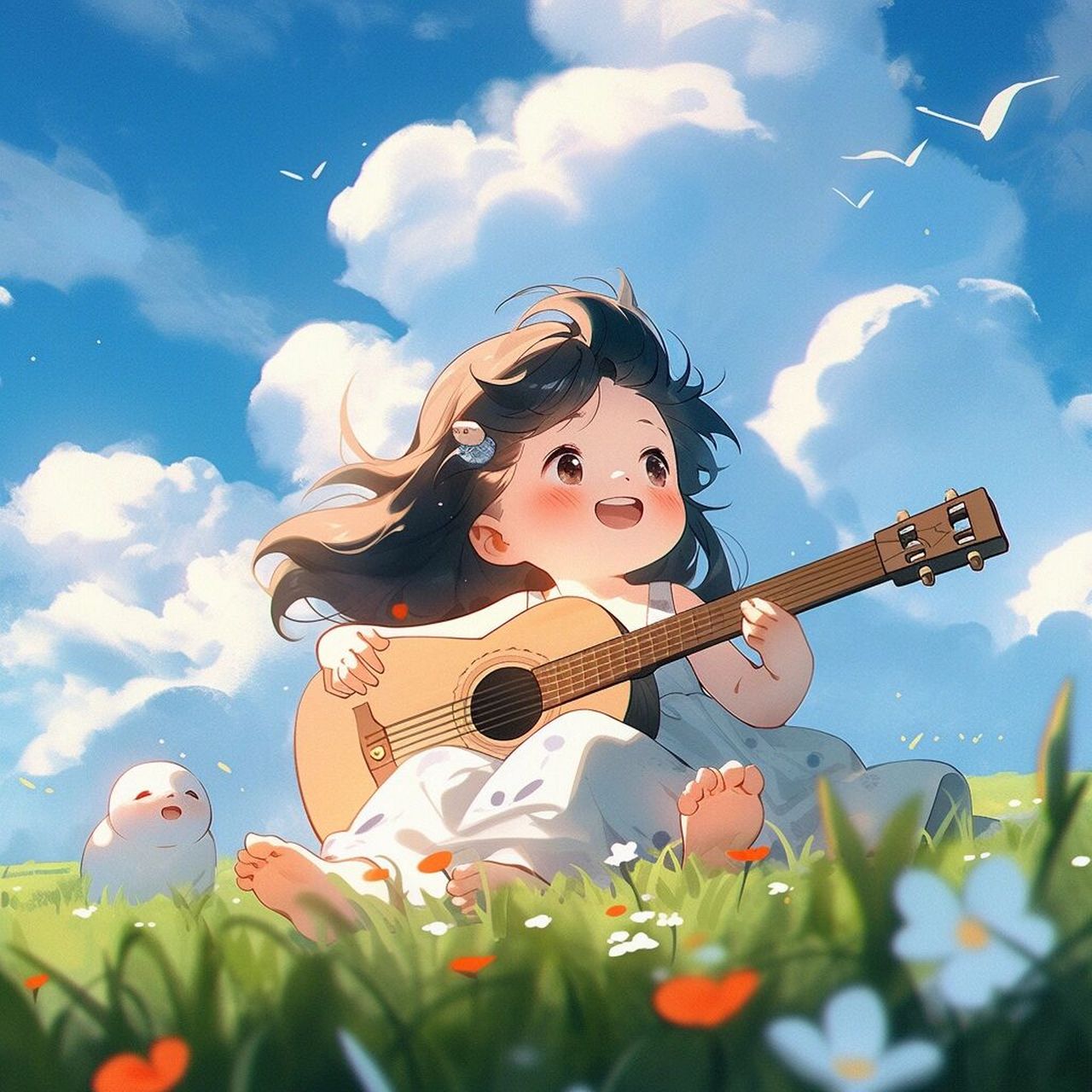 可爱女生头像:弹吉他的女孩