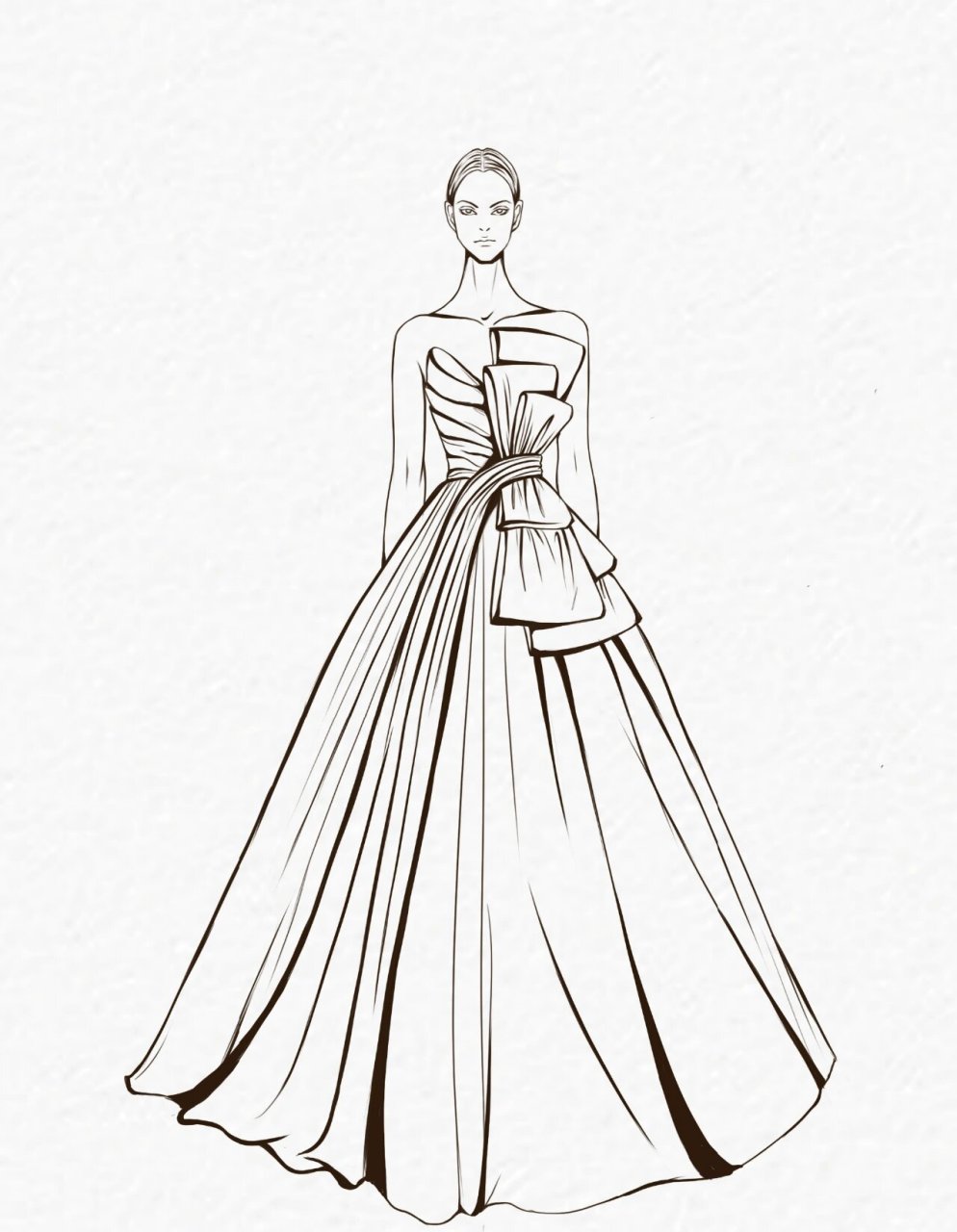 服装设计效果图线稿 | 时装画 93工具: ps  手绘屏 93笔刷:硬边缘