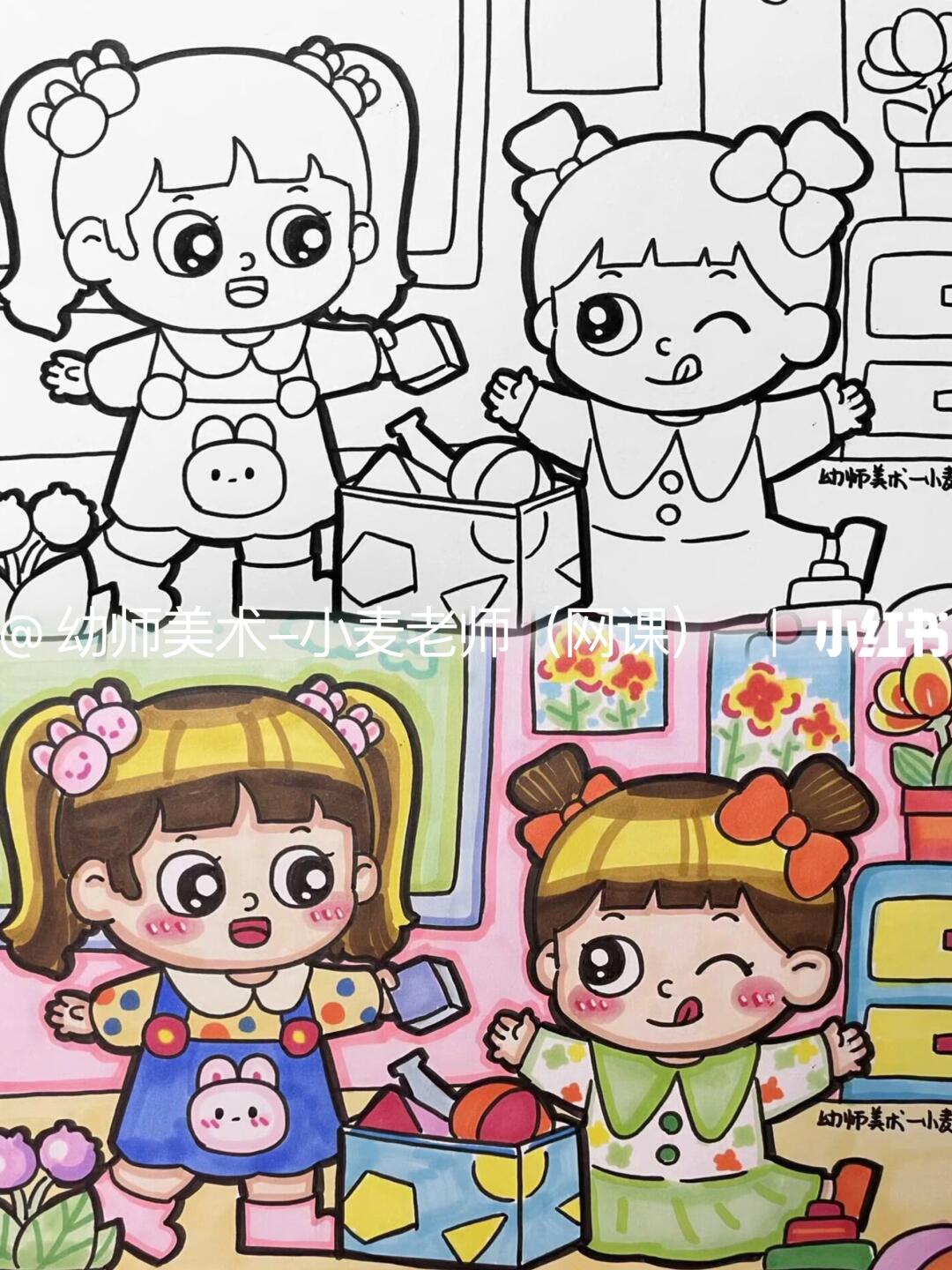 玩游戏,幼儿园🏠主题画,儿童画🎨