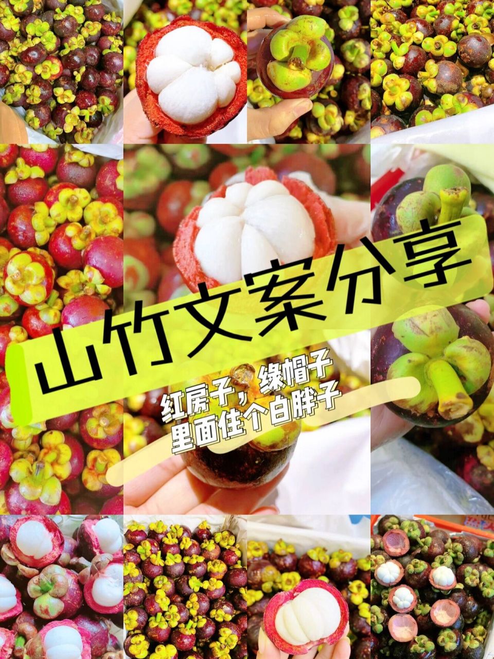 水果王后—山竹文案分享 红房子,绿帽子,里面住个白胖子!