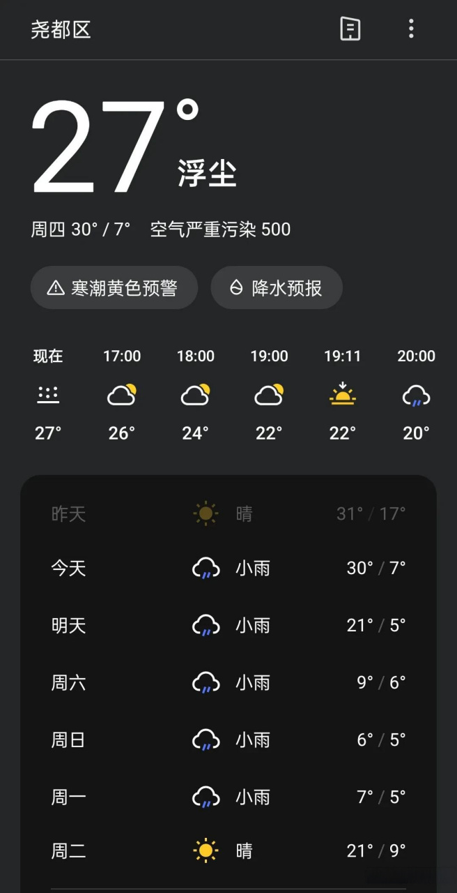 这几天临汾热的厉害,可是今天的天气预报说是有雨要降温,而且降温十多