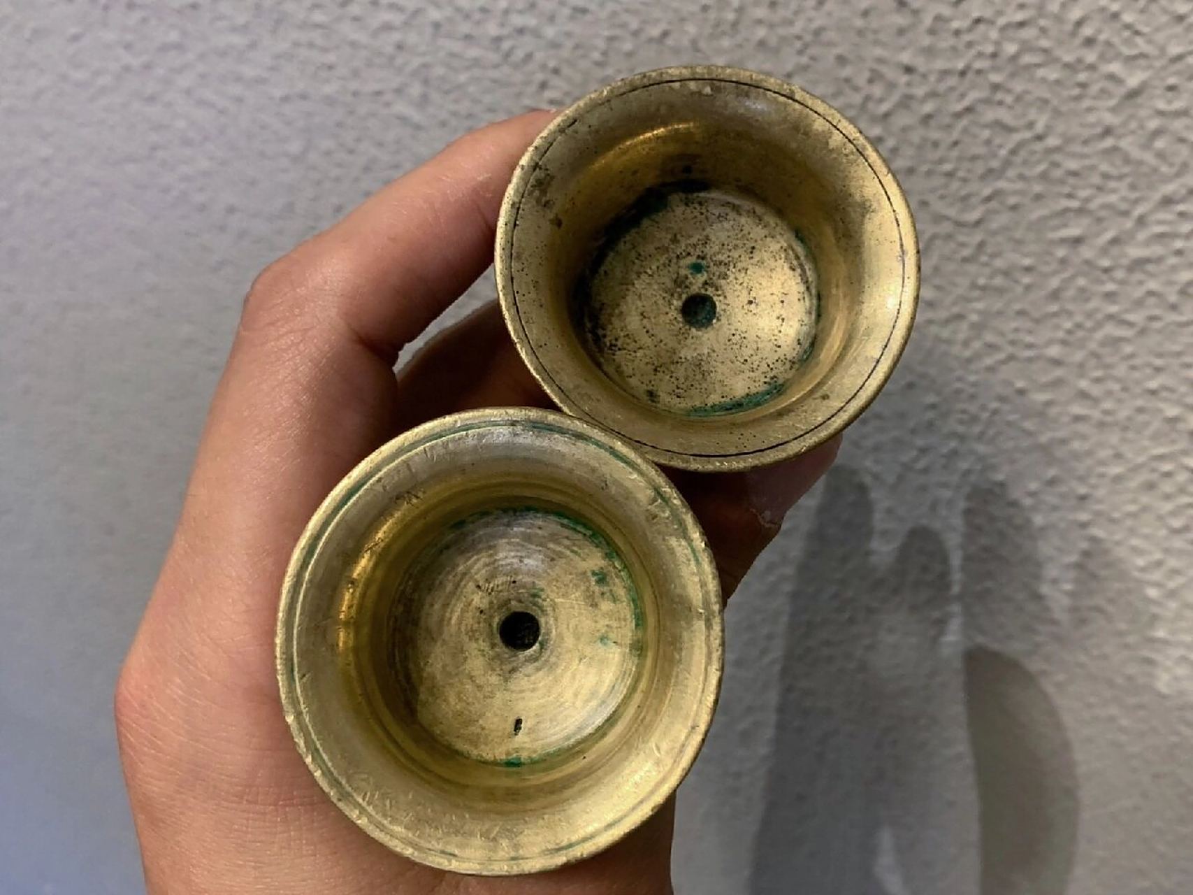 藏传清代原装一对老酥油灯老供灯老油灯 藏传清代原装一对老酥油灯老