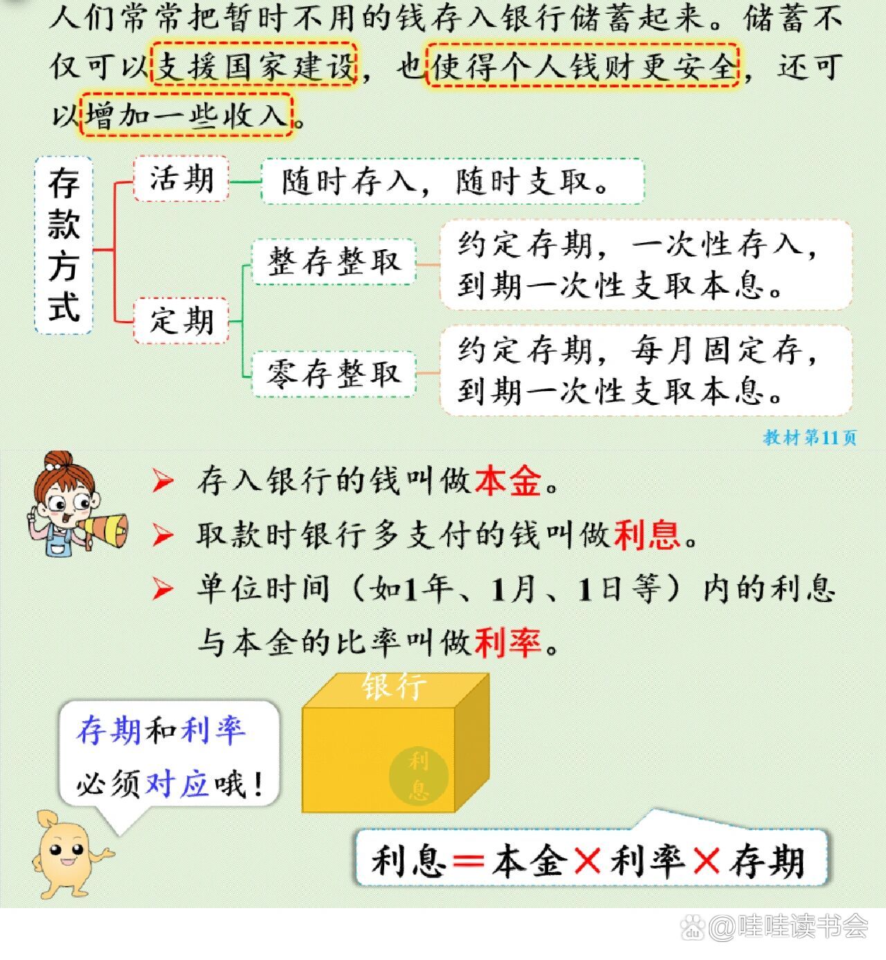 《利率》知识点总结 第二单元第4课时