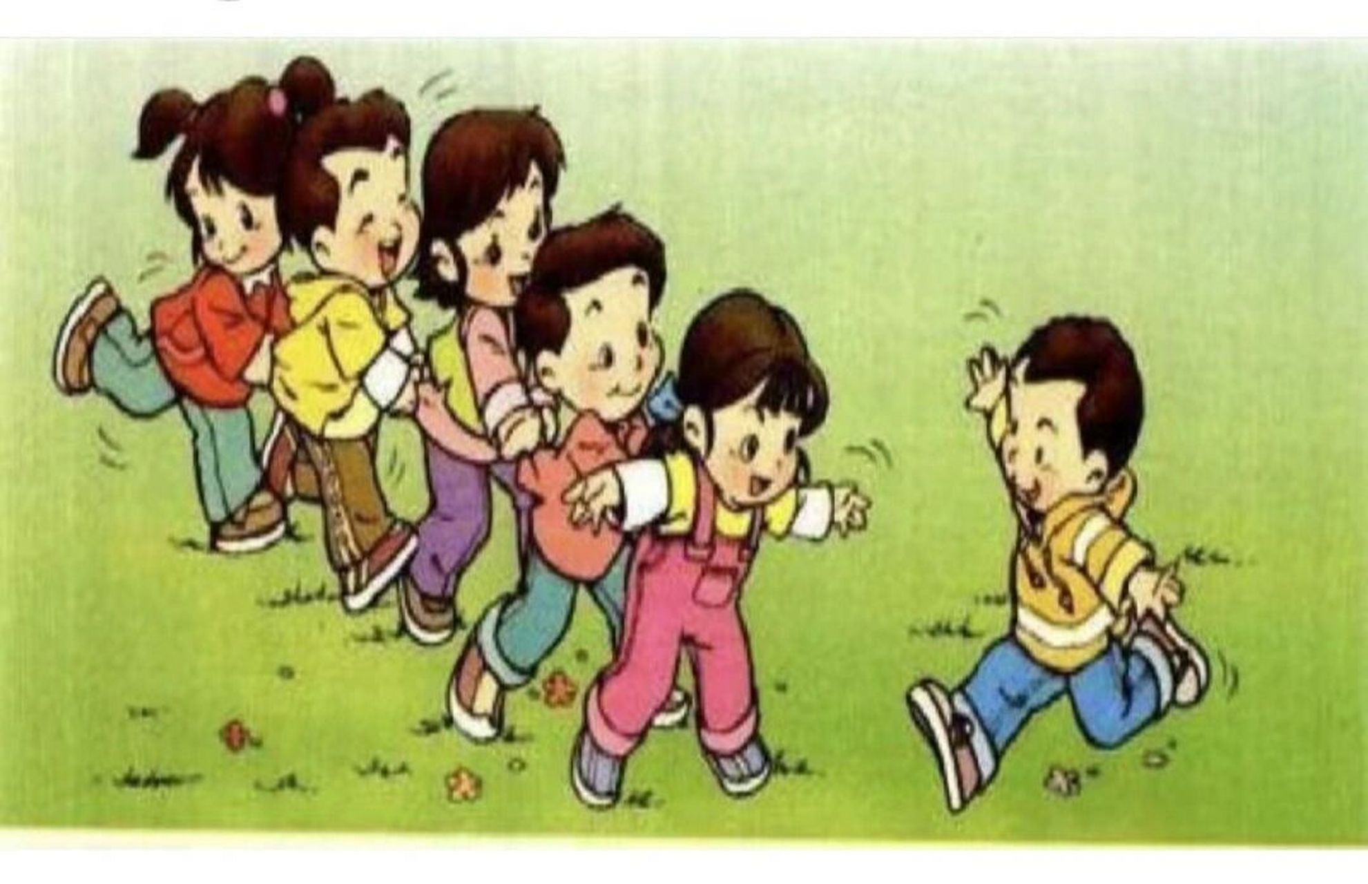 一年级看图写话:有趣的老鹰捉小鸡游戏 小朋友们基本上玩过老鹰捉小鸡