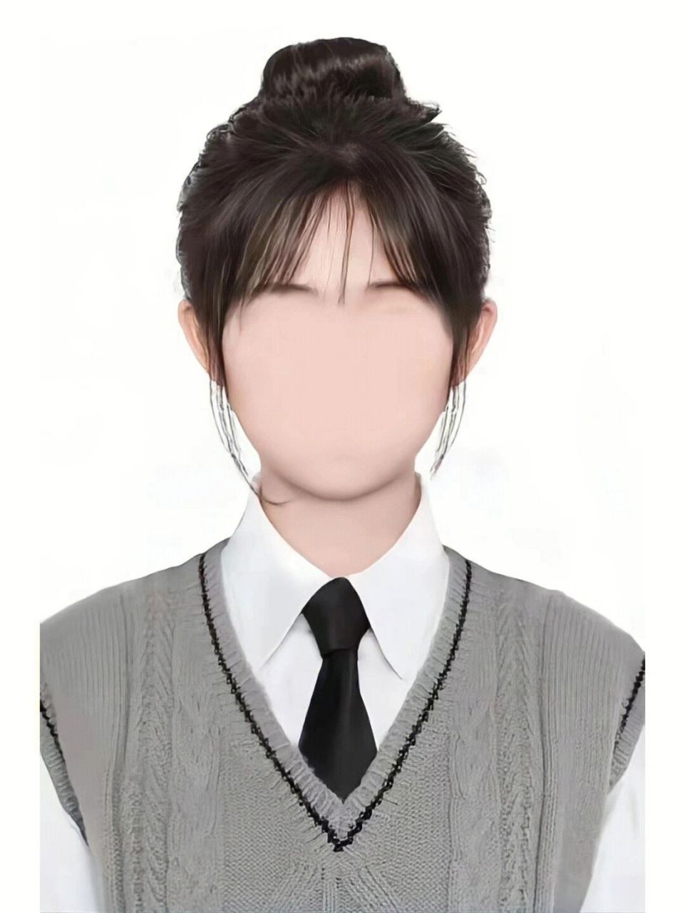 超火丸子头证件照模板! 全天在线可帮修