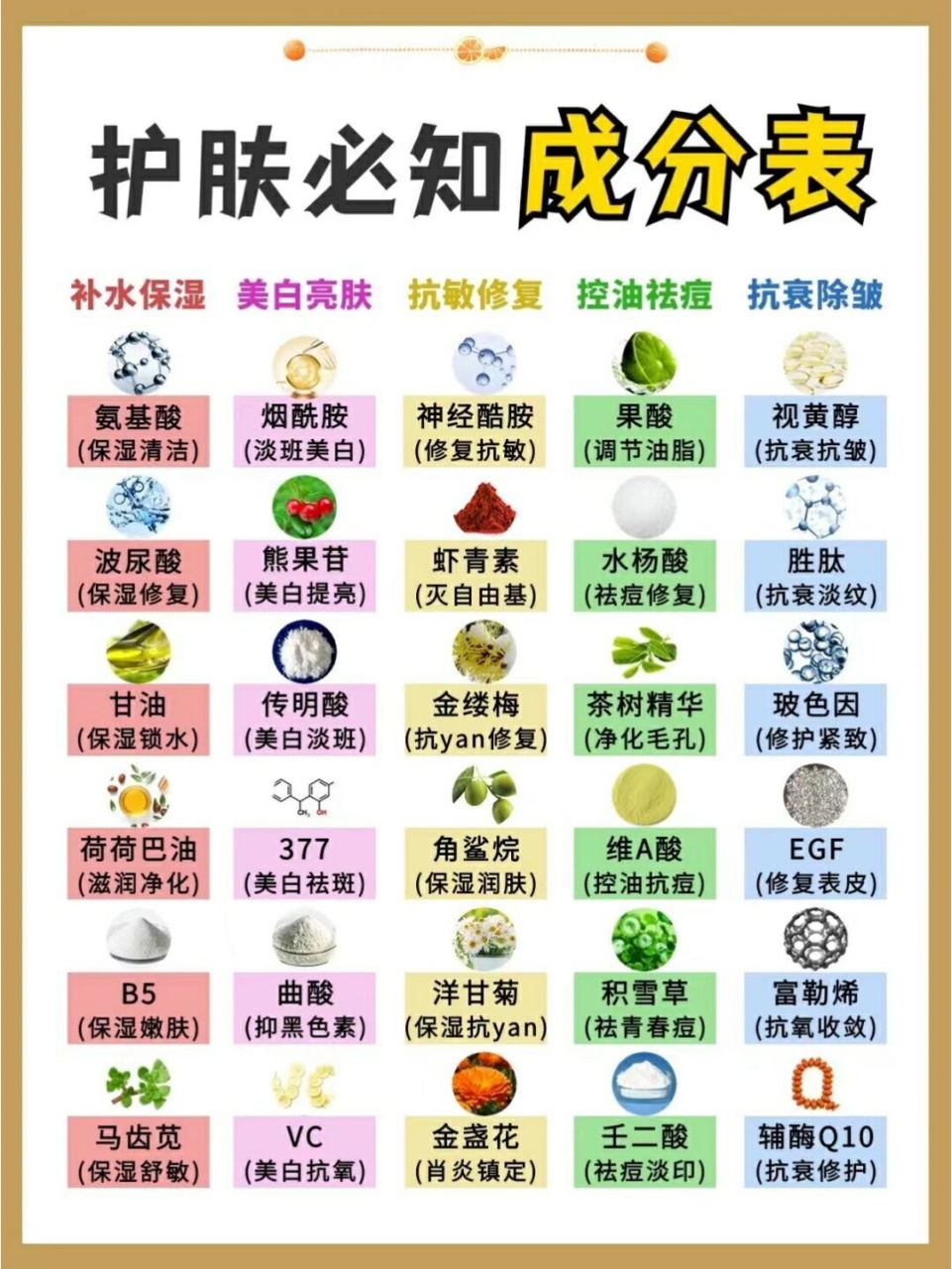 今天整理了超全护肤成分清单 16615补水保湿