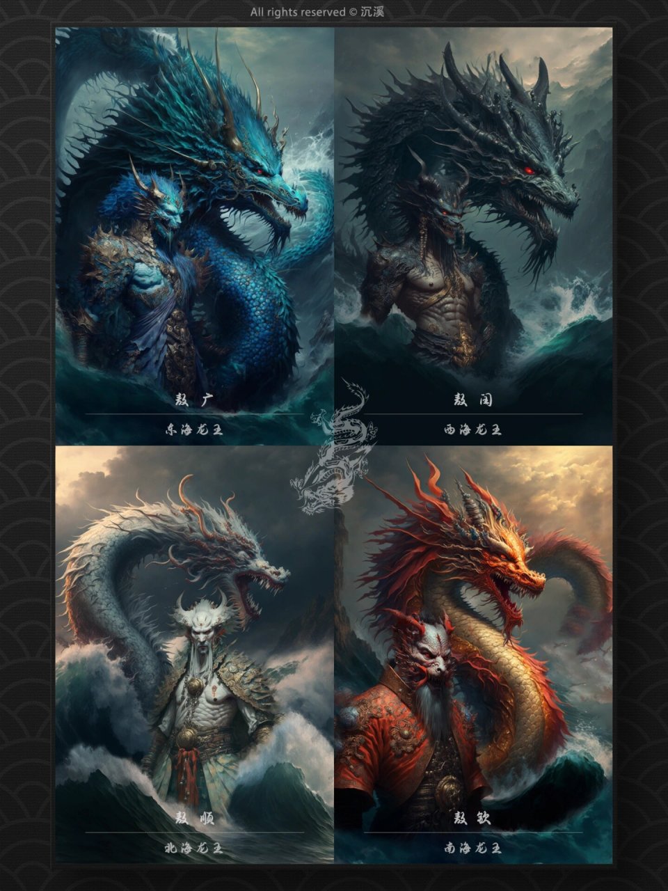 四海龙王|中国神话角色设计|0815 东海龙王(敖广) 西海龙王(熬闰)