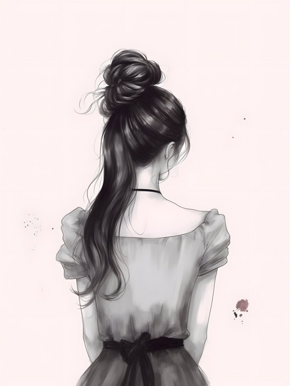 【背影少女素描壁纸】不开心时不想你看到.