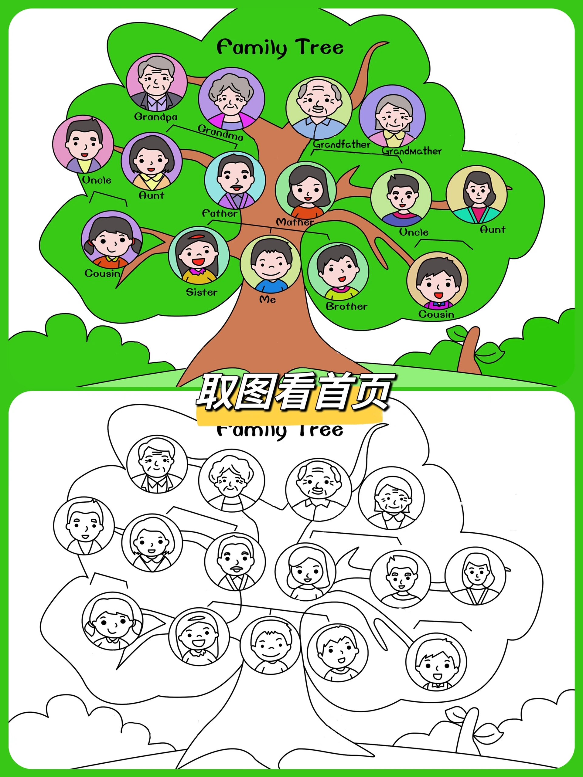 我的家庭成员英文手抄报模板.@月亮是俺磨弯的的动态