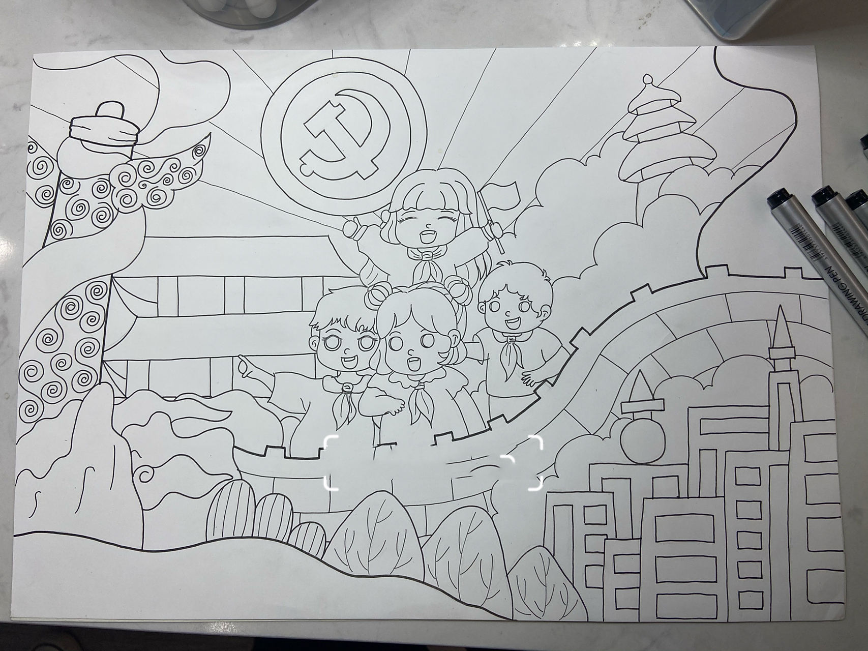 《学党史 感党恩》主题手抄报 画的太不容易了 内容偏多,画的累,擦的