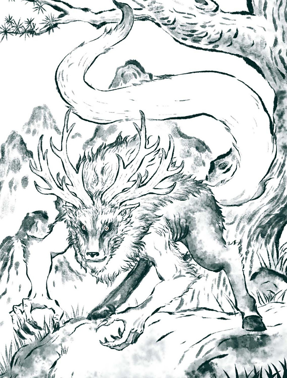 山海经-玃如 《山海经,西山经》记载皋涂山中有一种像鹿的野兽,长着