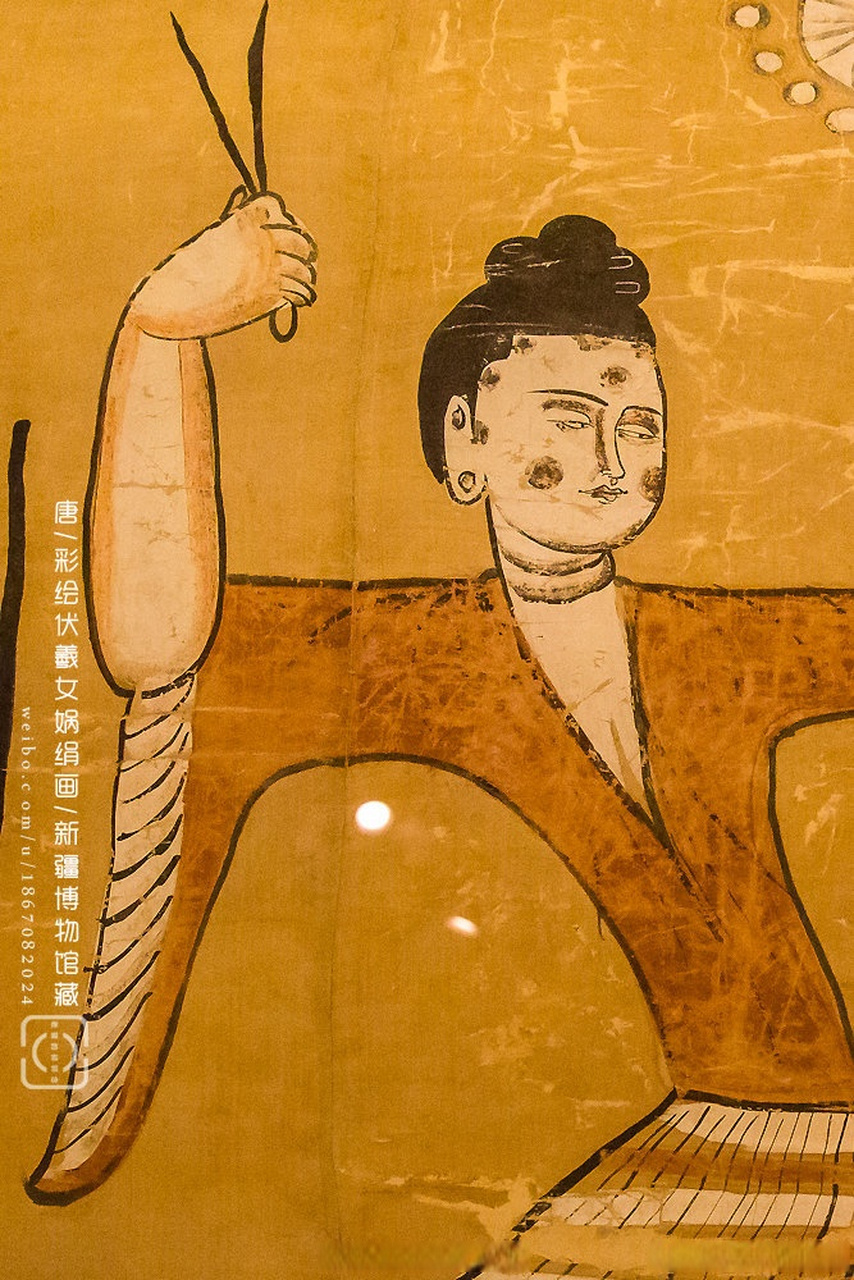 东方的始祖神|唐代.伏羲女娲图绢画