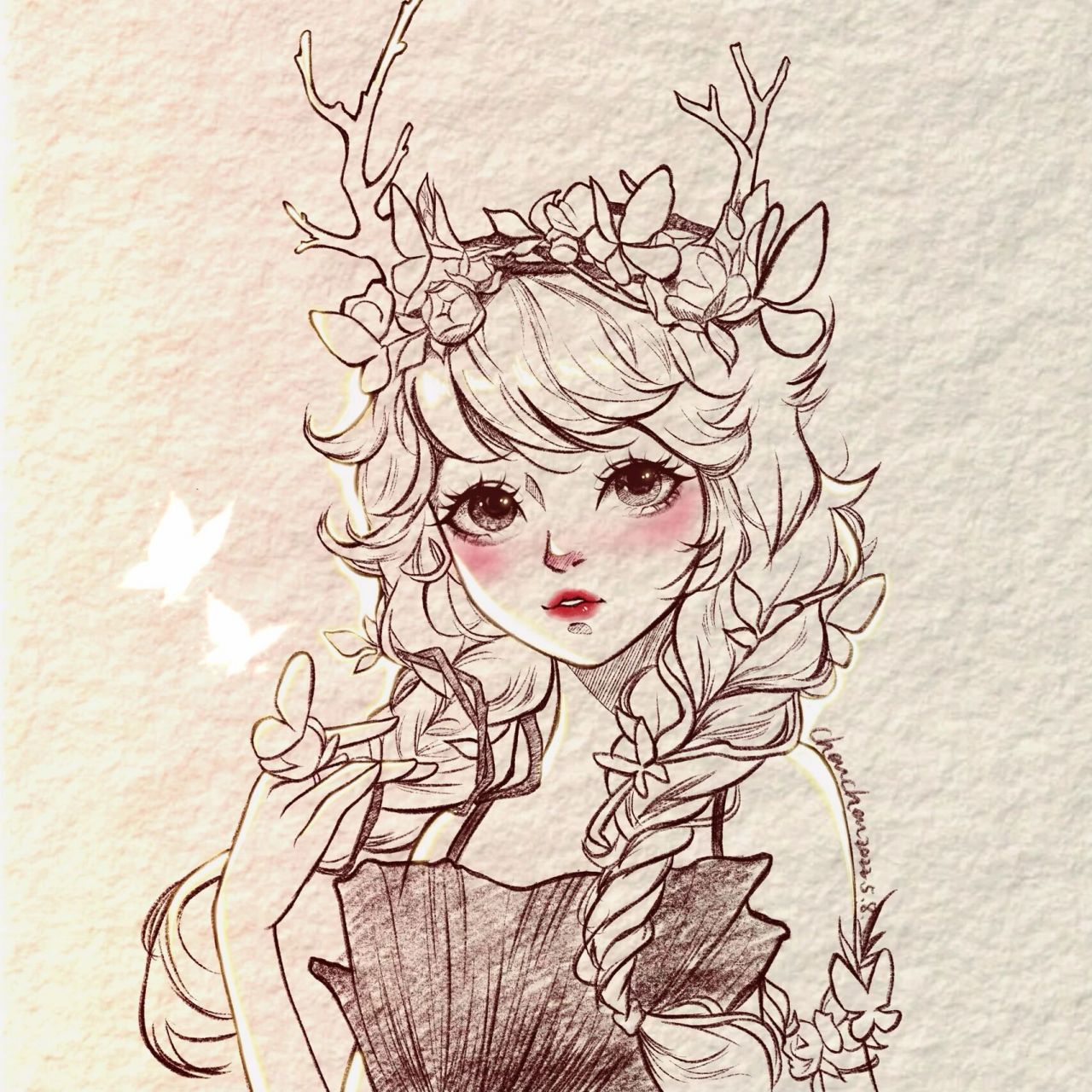 教你画王者荣耀英雄——瑶(教程77过程图) 人物:瑶 绘画教程: ①