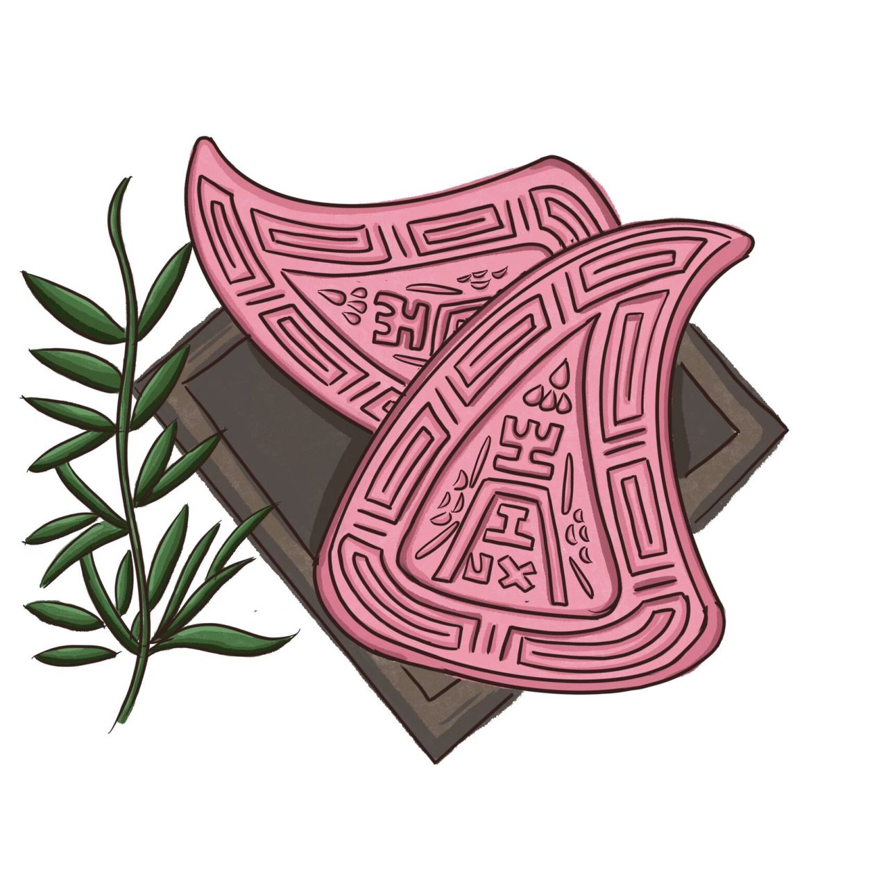 潮汕插画|"粿"系列之红桃粿 94鲜红皮色的红桃粿象征着红红火火,是